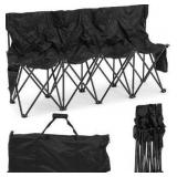 Kigley Portable 4 Seat Soccer Bench Chairs Foldable Team Sports Bench with Pockets and Carrying Bag for Camping Soccer Sports Team Basketball Football Practice Games(Black,1 Pcs)