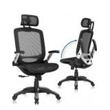 GABRYLLY Ergonomic Office Chair, High Back Home Desk Chair with Headrest, Flip-Up Arms, 90-120° Tilt Lock and Wide Cushion, Big and Tall Mesh Chairs for Man Woman, Black Task Chair