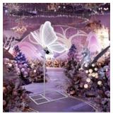 Wedding Electric Butterfly Floor Lamp: Giant Moving LED Butterflies Decoration with Movement & Lights Up - Big Movable Butterfly Props with Flapping Wings - for Birthday Party (White Light, 23.6 IN)