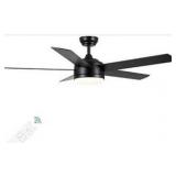 YUHAO 52 Inch Black Ceiling Fan with Light .Noiseless,Dimmable,3CCT,6 Speeds Reversible, DC Ceiling Fans for Indoor or Covered Outdoor