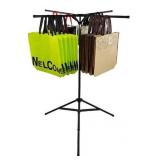 CozyNova Shopping Bag Rack: Adjustable Height & Base, Premium Metal Display Stand for Stores & Malls, Holds Up to 50lbs, Foldable & Space-Saving Design