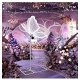 Wedding Electric Butterfly Floor Lamp: Giant Moving LED Butterflies Decoration with Movement & Lights Up - Big Movable Butterfly Props with Flapping Wings - for Birthday Party (White Light, 23.6 IN)