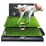 Hompet Dog Potty for Indoor or Porch, 2 Pcs Artificial Grass Training Pads with Pee Baffle, Reusable, Alternative to Puppy Pads, Portable Dog Litter Box for Small/Medium Dogs