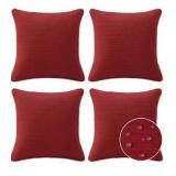 Decorative Outdoor Water Repellent Throw Pillows with Inserts, Set of 4, 18\" x18\" Pillows for Patio, Backyard, Bed, Couch, and Patio Furniture, Red
