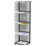 Art Drying Rack with Lockable Wheels, Painting Drying Rack with 36 Removable Shelves, Canvas Rack Art Storage for Classrooms, Art Clubs, Art Studio, 13 3/4\"D x 17 1/2\"W x 55 1/2\"H - Black