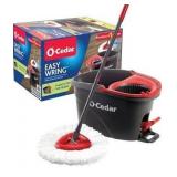 O-Cedar EasyWring Microfiber Spin Mop, Bucket Floor Cleaning System, Red, Gray, Standard