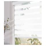Persilux Blackout Cordless Zebra Blinds for Windows (46\" W x 72\" H, White) with Upgraded Cassette Light Filtering Dual Layers Sheer Shades Free-Stop Thermal Insulated Window Shades for Home