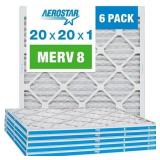 Aerostar 20x20x1 MERV 8 Pleated Air Filter  AC Furnace Air Filter  6 Pack