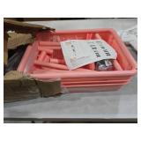 JIUYOTREE 4-Tier Plastic Rolling Storage Cart Utility Cart with Extra Hanging Cups Handles Lockable Wheels for Living Room Bathroom Kitchen Office Pink