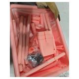 JIUYOTREE 4-Tier Plastic Rolling Storage Cart Utility Cart with Extra Hanging Cups Handles Lockable Wheels for Living Room Bathroom Kitchen Office Pink