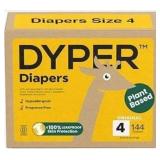 DYPER Baby Diapers Size 4 (144 Count) Plant-Based, Hypoallergenic, Fragrance-Free & Ultra Absorbent Diapers for Day and Overnight Skin Protection, Value Pack Size 4 Diapers