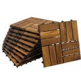 StrongTek Teak Interlocking Deck Tiles 12\" x 12\", Set of 10, Handcrafted in Indonesia, Easy Installation, Weather-Resistant, Ideal for Patios, Balconies, Gardens, and Outdoor Spaces Transformation