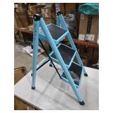 3 Step Ladder, Folding Step Stool for Adults, Lightweight Aluminum Step Ladder, Portable 330 LBS Capacity Ladders for Home Kitchen Library Office, Small Step Stools with Anti-Slip Wide Pedals, Blue