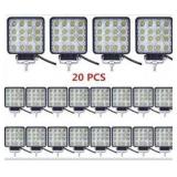 LED Pod Lights 20Pcs 4 Inch Square Tractor Work Lights 48W 12V Led Light Bar Off Road Lights for Truck ATV UTV RV RZR Boat Pickup Golf Cart Snow Blower