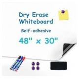 YOUNGJQ Magnetic Whiteboard Contact Paper 48\" x 30\", Adhesive Magnetic Dry Erase White Board Sticker for Wall, Peel and Stick Wallpaper