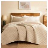 Velvet Quilt King Size: 1-Piece  Luxury Velvet Bedding Comforter - Lightweight Oversized Quilted Bedspread Coverlet for All Season - Light Taupe Quilt