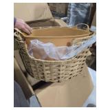 Cat Litter Box Plant Furniture Enclosure, Hidden Handwoven Rattan with Cat Litter Box and Artificial Plants, Odor Control Filter, Real Stones in Living Room, Bedroom, Corner Natural