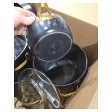GreenPan Hard Anodized Healthy Ceramic Nonstick 10 Piece Cookware Pots and Pans Set, Gold-Tone Stainless Steel Handles, PFAS-Free, Dishwasher Safe, Oven & Broiler Safe, Black