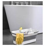 Collapsible Bucket with Wheels 14L (3.7 Gallon) - Versatile and Durable for House Cleaning, Camping, and RV - Convenient Rectangular Mop Cleaning Basket - Lightweight & Compact (14L-Grey)