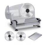 Meat Slicer, 200W Electric Food Slicer with 2 Removable 7.5\" Stainless Steel Blades and Stainless Steel Tray, Child Lock Protection, Adjustable Thickness, Food Slicer Machine for Meat Cheese Bread