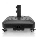 DZ4733 MS Patio Umbrella Base Heavy Duty with Wheels Square Market Stand for Outdoor 4 Locks 1 Knobs 125lb Capacity, Black