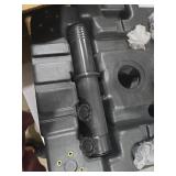 DZ4733 MS Patio Umbrella Base Heavy Duty with Wheels Square Market Stand for Outdoor 4 Locks 1 Knobs 125lb Capacity, Black