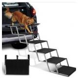 Extra Wide Dog Stairs for Large Dogs,Dog Ramps for Cars,Portable Folding Doggy Stairs for Cars,SUV,Trucks,Pet Ramp with Non-Slip Surface,Pet Steps Supports Up to 250 lb,6 Steps
