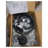 QYMOPAY Boats Steering System, 10ft Cable Outboard Steering Kit 3/4\"\" Standard Tapered Shaft, Boat Steering Control Cable for Yachts, Fishing Boats and Other Watercraft - with Steering Wheel