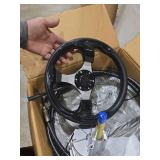 QYMOPAY Boats Steering System, 10ft Cable Outboard Steering Kit 3/4\"\" Standard Tapered Shaft, Boat Steering Control Cable for Yachts, Fishing Boats and Other Watercraft - with Steering Wheel