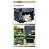 Pettycare 26 Inch Collapsible Dog Crate with Curtains Travel Dog Crate for Airflow and Calm Soft Pet Kennel with Portable Bag and More Chew Proof Mesh Indoor & Outdoor Red 4 Door Curtains Red