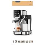 Espresso and Cappuccino Machine 20 Bar, Latte Machine with Automatic Milk Frother, Espresso Maker in Stainless Steel Design,1350W Coffee Maker with Touchscreen for Home (Silver)