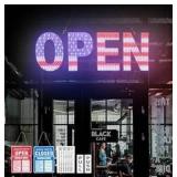 LED Open Signs for Business, 30\"L x 10\"W Inch Large Led Open Sign with 3 Scene Modes, Ultra Bright Adjustable Light Up Open Sign Led for Storefront Window Glass Door Shop Store Bar Salon Cafes Resta
