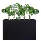 Metal Planter Box Rectangular Block - Galvanized Steel Long Box Planter Modern Outdoor Planters All-Weather Use with Drainage Holes for Patio/Porch, 35.5x24x12IN