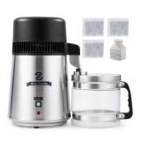 CO-Z 4L Brushed Stainless Steel Countertop Distiller Machine, Home Distilled Water Maker with Glass Pot, Purifier to Make Clean Water