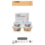 Glass Food Storage Containers with Lids Airtight 4 Pack, Glass Storage Containers with Lids for Food, Not Easy Broken & Leak Proof, Glass Containers with Lids for Oven/Dishwasher Safe, Blue