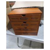 Stackable Apothecary Cabinet 4 Drawer Desk Organizer - Vintage Library Card Catalog Wood Storage Box - Office Desktop Dresser for Stationery, Thread Embroidery, Sewing, Crafts, Junk Drawer & Supplies
