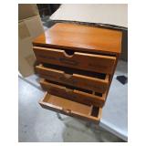 Stackable Apothecary Cabinet 4 Drawer Desk Organizer - Vintage Library Card Catalog Wood Storage Box - Office Desktop Dresser for Stationery, Thread Embroidery, Sewing, Crafts, Junk Drawer & Supplies