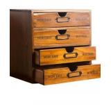 Stackable Apothecary Cabinet 4 Drawer Desk Organizer - Vintage Library Card Catalog Wood Storage Box - Office Desktop Dresser for Stationery, Thread Embroidery, Sewing, Crafts, Junk Drawer & Supplies