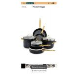 GreenPan Hard Anodized Healthy Ceramic Nonstick 10 Piece Cookware Pots and Pans Set, Gold-Tone Stainless Steel Handles, PFAS-Free, Dishwasher Safe, Oven & Broiler Safe, Black