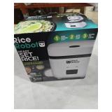 Rice Robot 4-Cup Space Saving Rice Cooker with Ceramic Nonstick Inner Pot, White