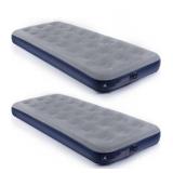Camping Air Mattress Inflatable Air Bed Flocked Surface Travel Bed Sleeping Pad Air Bed for Outdoor Camping Tent Guest Travelling Navy Blue,2 PCS