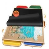 1500 Rotating Puzzle Board Pro, with 6 Drawers, Rubber Cover Mat, 34\" x 25\", 360° Lasy Susan, Sort-Wise Colorful Felt Drawers & 4 Trays, Wooden Jigsaw Puzzle Table, Birthday Gifts for Mom