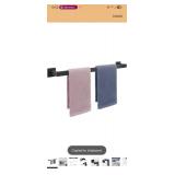 NearMoon Towel Bar, Bath Accessories Premium Thicken Stainless Steel Square Shower Towel Rack for Bathroom, Towel Holder Wall Mounted (2 Pack, Matte Black