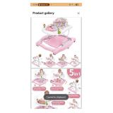 Foldable Baby 5-in-1 Activity Walker - Rocker, Activity Center, Bouncer, Seat Walker, Push Walker - Adjustable Speed Rear Wheels and Height Toys Ages 6-18 Months(Pink)