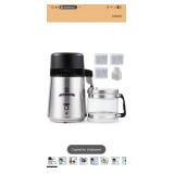 CO-Z 4L Brushed Stainless Steel Countertop Distiller Machine, Home Distilled Water Maker with Glass Pot, Purifier to Make Clean Water