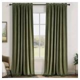 Topfinel Olive Green Velvet Blackout Curtains 84 Inches Long, Soundproof Room Darkening Dark Green Forest Green Thermal Insulated Boho Elegant Moody Back Tab Curtains for Living Room Bedroom 2 Panels
