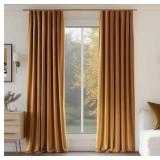 Topfinel Velvet Blackout Curtains Gold Brown Room Darkening Soundproof Insulated Curtains 84 Inch Long, Mordern Luxury Drapes for Living Room, Thick Back Tab Rod Pocket 2 Panels Christmas Winter Decor
