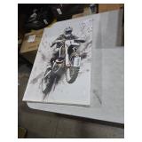 ZUGHRERF Motorbike Trendy Canvas Wall Art Black and White Motorcycle Poster Prints Artwork Cool Racer Sports Pictures Motocross Rider Graffiti Helmet Painting for Boys Teen Man Cave Home Decor