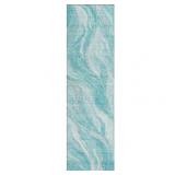 Addison Rugs Machine Washable Indoor/ Outdoor Chantille Moden Waves Rug Teal - 2 3  x 7 6 - Retail: $68