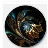 Modern Fractal Metal Wall Art - 29 inch Round Clock  - Retail: $89